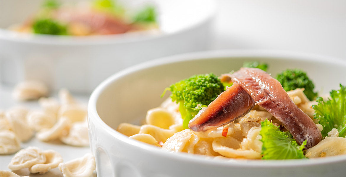 Orecchiette con cime di rapa e Acciughe del Cantabrico CRU