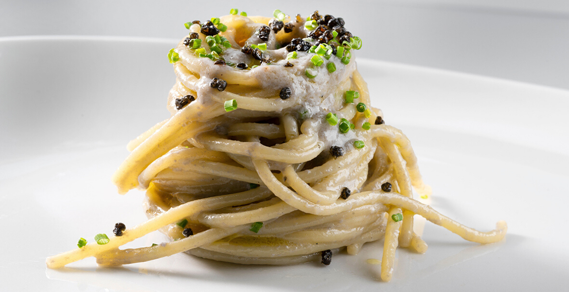 Verrigni Spaghetti with Caviar Butter and Cru Crunchy Caviar