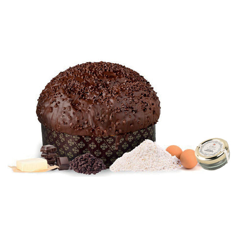 Panettone con cioccolato fondente e Caviale Croccante